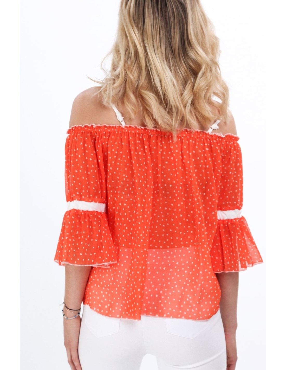 Orange blouse with bare shoulders MP28855 - Online store - Boutique